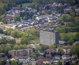 Aerial view, planned demolition high-rise business centre Rentfort-Nord, Schwechater Straße,