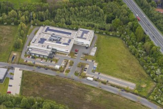 Aerial view, industrial estate Heinrich-Hertz-Straße, Lenord und Baür Werk 2, Rentfort, Gladbeck,