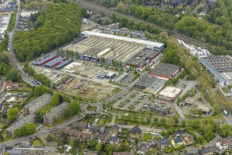 Aerial view, industrial park Ellinghorst, Rockwoolstraße, Bottroper Straße, Gladbeck, Ruhr area,