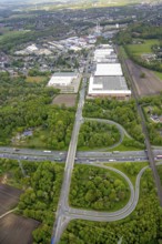 Aerial view, industrial park Ellinghorst, Beisenstraße, Bottroper Straße, motorway junction