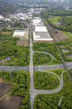 Aerial view, industrial park Ellinghorst, Beisenstraße, Bottroper Straße, motorway junction