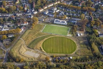 Aerial view, sports park Mottbruch at Brüsseler Straße with sports field of SuS Schwarz Blau