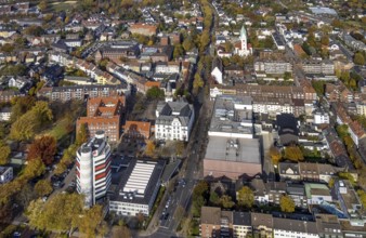 Aerial view, City Hall and Stadtsparkasse Gladbeck High-rise building and Christ Church in