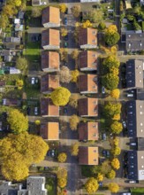 Aerial view, terraced houses on Uhlandstraße in Gladbeck, Ruhr area, North Rhine-Westphalia,