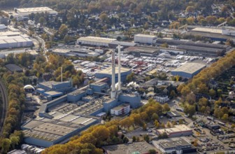 Aerial view, industrial area Bottroper Straße and Beisenstraße with Rockwool Operations Gmbh in the