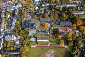 Aerial view, school centre Brauck with Erich Kästner Realschule and Hauptschule in the district