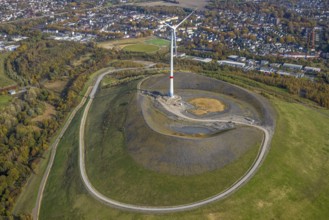 Aerial view, Mottbruchhalde with wind turbine in the district Brauck in Gladbeck, Ruhr area, North
