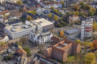 Aerial view, City Hall and Stadtsparkasse Gladbeck high-rise building in Gladbeck, Ruhr area, North