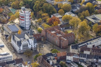 Aerial view, City Hall and Stadtsparkasse Gladbeck high-rise building in Gladbeck, Ruhr area, North