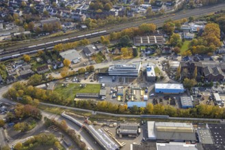 Aerial view, new construction of the administration building ELE Verteilnetz GmbH in Gladbeck, Ruhr