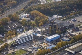 Aerial view, new construction of the administration building ELE Verteilnetz GmbH in Gladbeck, Ruhr