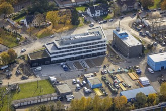 Aerial view, new construction of the administration building ELE Verteilnetz GmbH in Gladbeck, Ruhr