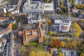 Aerial view, City Hall and Stadtsparkasse Gladbeck high-rise building in Gladbeck, Ruhr area, North