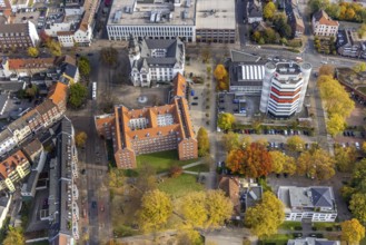 Aerial view, City Hall and Stadtsparkasse Gladbeck high-rise building in Gladbeck, Ruhr area, North