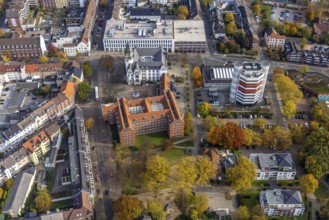 Aerial view, City Hall and Stadtsparkasse Gladbeck high-rise building in Gladbeck, Ruhr area, North