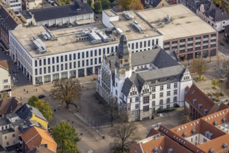 Aerial view, City Hall and Stadtsparkasse Gladbeck high-rise building in Gladbeck, Ruhr area, North
