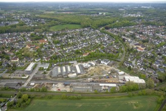 Aerial view, site view, construction site Werkstraße, former roundhouse, Rentfort, Gladbeck, Ruhr