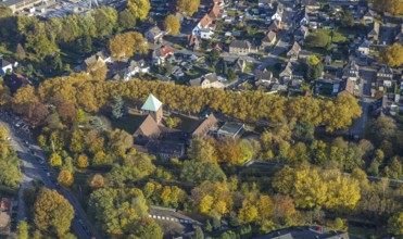 Aerial view, St. Elisabeth Church in the Ellinghorst district of Gladbeck, Ruhr area, North
