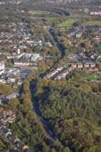 Aerial view, The Essener Straße federal road B224 in the district Butendorf in Gladbeck, Ruhr area,
