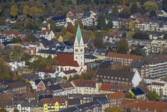 Aerial view, Christus Kirche in Gladbeck, Ruhr area, North Rhine-Westphalia, Germany, place of