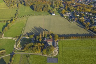 Aerial view, riding stable Bottroper Straße in the district Ellinghorst in Gladbeck, Ruhr area,