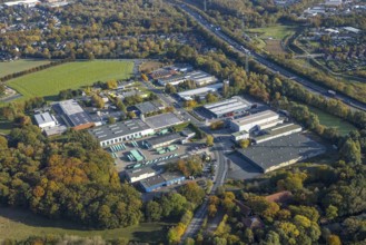 Aerial view, commercial area Hornstraße in the district Ellinghorst in Gladbeck, Ruhr area, North