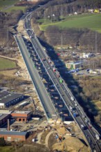 Aerial view, construction site, new construction of a section of the Lennetal Bridge, Lennetal,