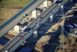 Aerial view, construction site, new construction of a section of the Lennetal Bridge, Lennetal,