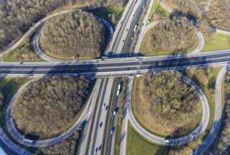 Aerial view, motorway junction Hagen, A45 and A46, Lennetal, Hagen, Ruhr area, North