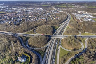 Aerial view, motorway junction Hagen, A45 and A46, construction site new construction of a section