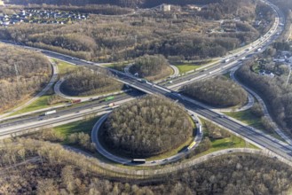 Aerial view, motorway junction Hagen, A45 and A46, Lennetal, Hagen, Ruhr area, North