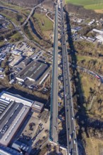 Aerial view, construction site, new construction of a section of the Lennetal Bridge, Lennetal,