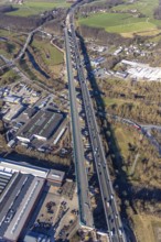Aerial view, construction site, new construction of a section of the Lennetal Bridge, Lennetal,