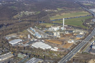 Aerial view, Bathey industrial estate, Hagen-Bathey printing and publishing centre, Funke newspaper