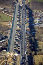 Aerial view, construction site, new construction of a section of the Lennetal Bridge, Lennetal,