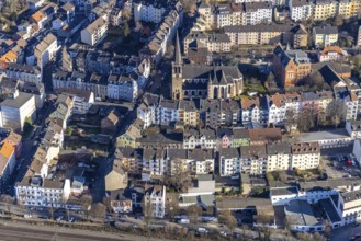 Aerial view, catholic St.Michael-Kirche, Emil-Schumacher-Schule, Wehringhausen, Hagen, Ruhr area,