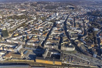 Aerial view, townscape City Hagen, central city, Hagen, Ruhr area, North Rhine-Westphalia, Germany,