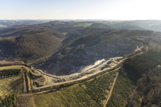 Aerial view, greywacke quarry Hagen-Ambrock, Eilpe, Hagen, Ruhr area, North Rhine-Westphalia,