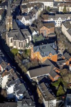 Aerial view, catholic St.Michael-Kirche, Emil-Schumacher-Schule, Wehringhausen, Hagen, Ruhr area,