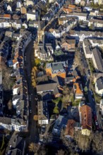 Aerial view, catholic St.Michael-Kirche, Emil-Schumacher-Schule, Wehringhausen, Hagen, Ruhr area,