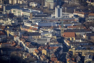 Aerial view, city centre view, Johanniskirche, Rathaus Galerie Hagen, Volme Galerie, town hall