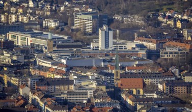 Aerial view, city centre view, Johanniskirche, Rathaus Galerie Hagen, Volme Galerie, town hall