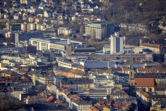 Aerial view, city centre view, Johanniskirche, Rathaus Galerie Hagen, Volme Galerie, town hall
