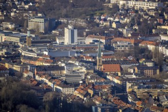 Aerial view, city centre view, Johanniskirche, Rathaus Galerie Hagen, Volme Galerie, town hall