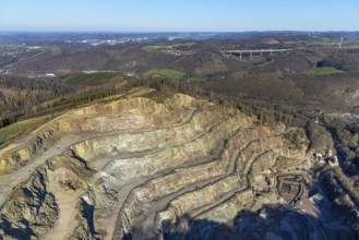 Aerial view, greywacke quarry Hagen-Ambrock, Eilpe, Hagen, Ruhr area, North Rhine-Westphalia,