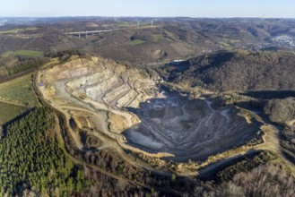 Aerial view, greywacke quarry Hagen-Ambrock, Eilpe, Hagen, Ruhr area, North Rhine-Westphalia,