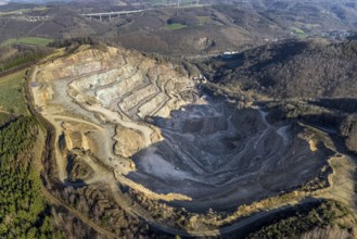 Aerial view, greywacke quarry Hagen-Ambrock, Eilpe, Hagen, Ruhr area, North Rhine-Westphalia,