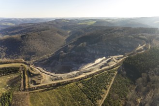 Aerial view, greywacke quarry Hagen-Ambrock, Eilpe, Hagen, Ruhr area, North Rhine-Westphalia,