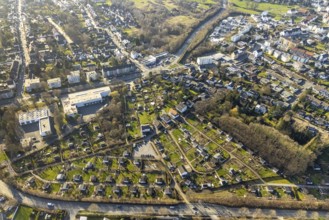 Aerial view, allotment garden site Pivitt, allotment garden site Stennesufer, Landesbetrieb Mess-