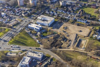 Aerial view, district court Hagen central dunning department, construction site extension